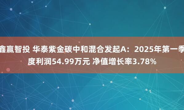 鑫赢智投 华泰紫金碳中和混合发起A：2025年第一季度利润54.99万元 净值增长率3.78%